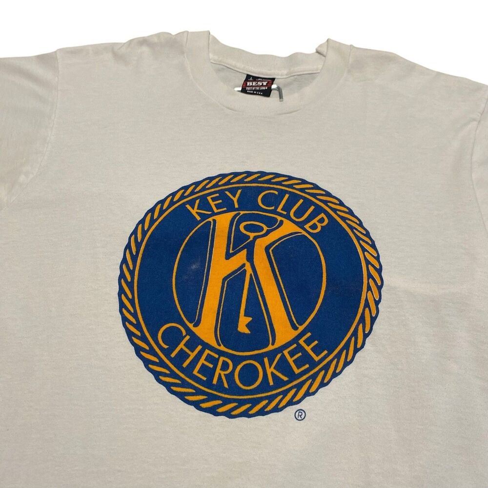 Vintage Key Club Tee Shirt Single Stitch USA Made Cherokee NC 90s L